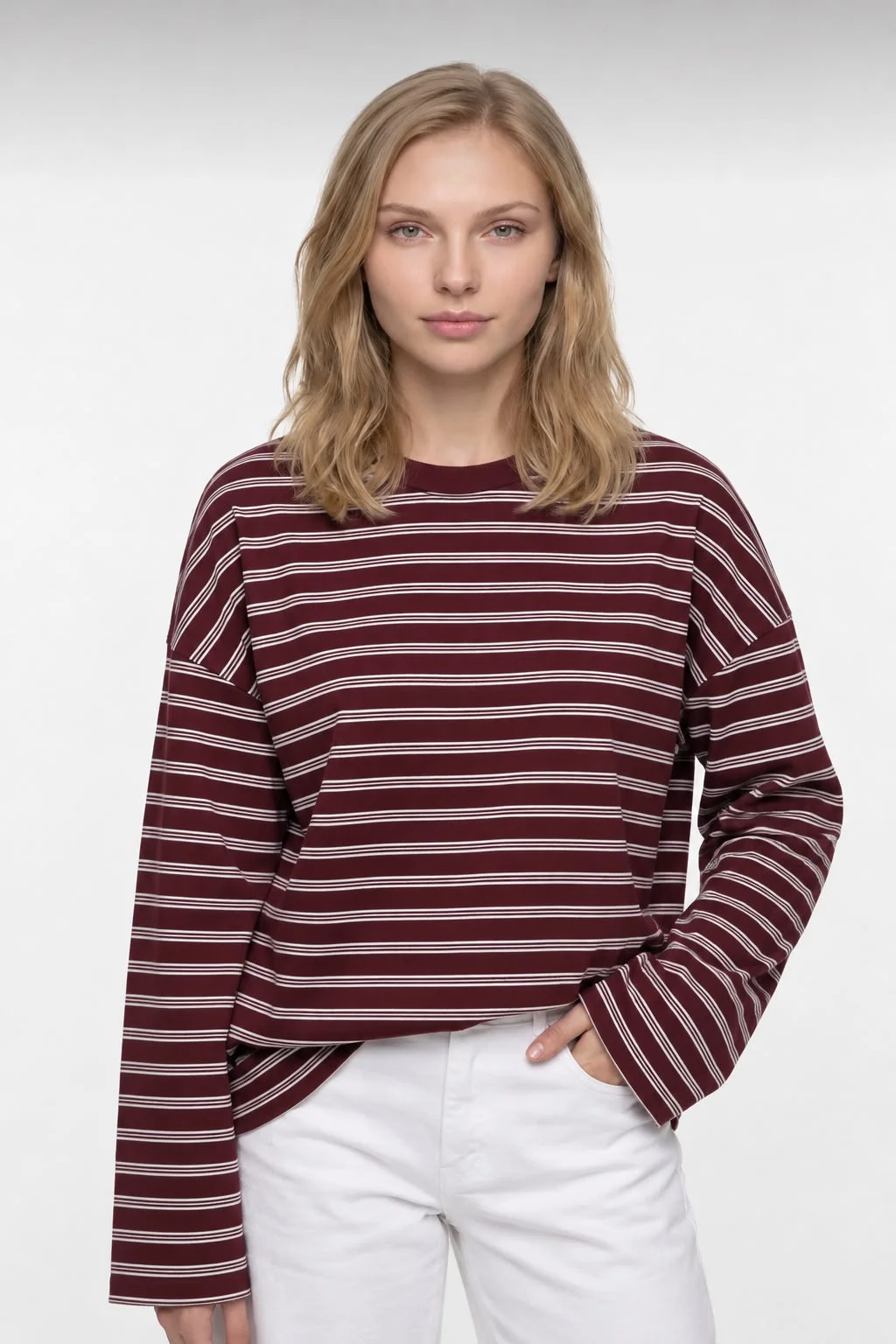 BORDO ÇİZGİLİ ÜST